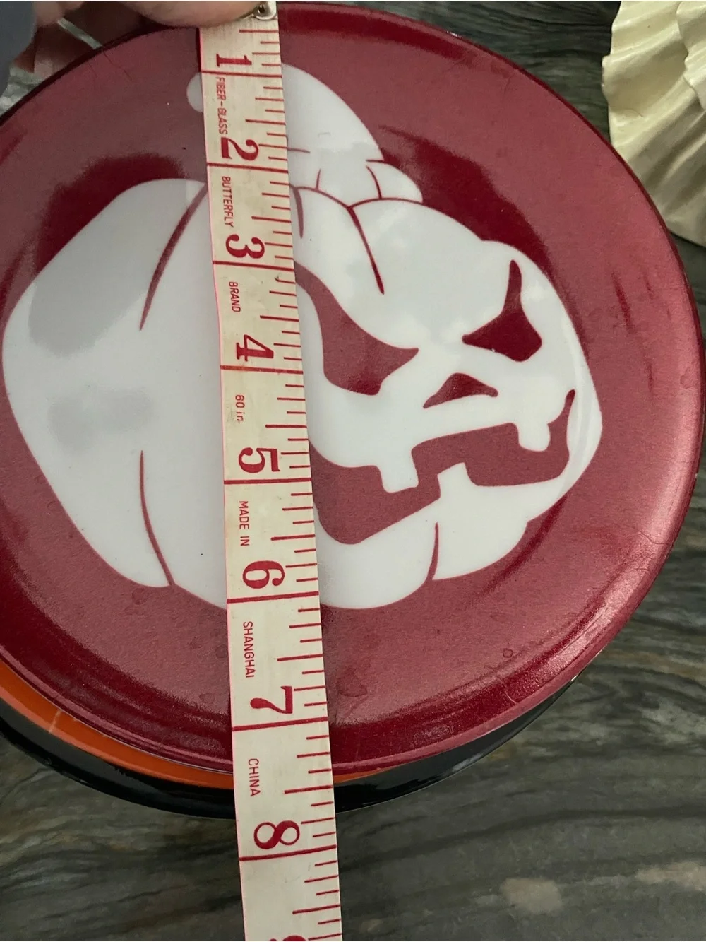Halloween Jack-o’-lantern Set of 4 Red and White Decorative Plates 7”